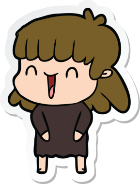 Bir insan tarafından çizilmiş bir karikatür kadının çıkartması.