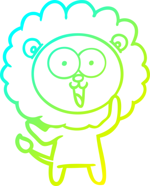 Bir insan tarafından çizilmiş mutlu çizgi film aslanı çizimi.