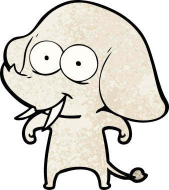 Bir insan tarafından çizilmiş mutlu bir fil.