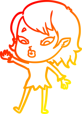 Bir insan tarafından çizilmiş sevimli bir vampir kız çizgi çizimi.