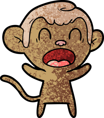 Bir insan tarafından çizilmiş bağıran çizgi maymun.