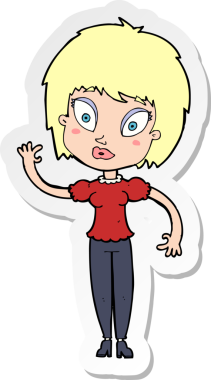 Bir insan tarafından çizilmiş güzel bir kızın çıkartması.