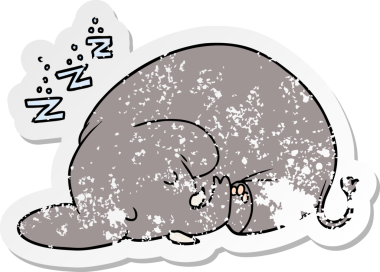 Bir insan tarafından çizilmiş uyuyan bir filin sıkıntılı çıkartması.