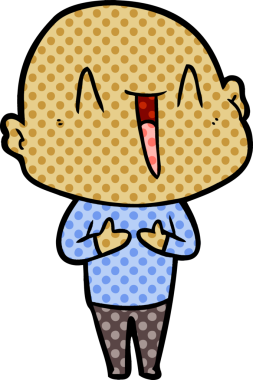 Bir insan tarafından çizilmiş mutlu, kel adam.