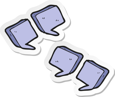 Bir insan tarafından çizilmiş karikatür tırnak işaretleri etiketi