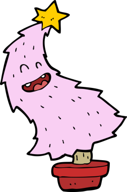 Bir insan tarafından çizilmiş çizgi film dans Noel ağacı.