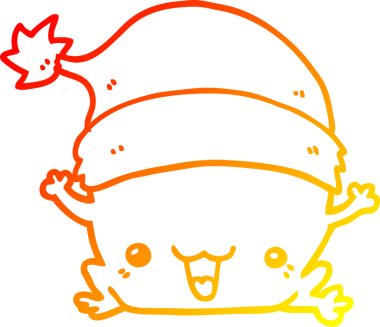 Bir insan tarafından çizilmiş şirin bir noel kurbağasının sıcak çizgi çizimi