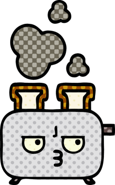 Bir insan tarafından çizilmiş bir ekmek kızartma makinesinin çizgi filmi.