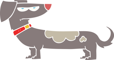 Bir insan tarafından çizilmiş rahatsız köpeğin düz renk çizimi