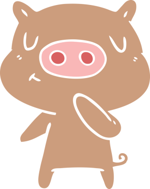 Düz renkli çizgi film içerikli domuz insan tarafından çizilmiş.