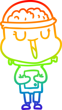 gökkuşağı gradyanı çizimi bir insan tarafından çizilmiş mutlu bir robot çizgi filmi.