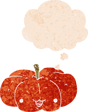 Düşünce balkabağı ve grunge dertli retro dokuma tarzı bir insan tarafından çizilmiş