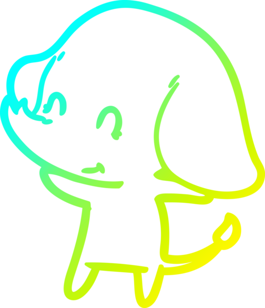 Bir insan tarafından çizilmiş şirin bir filin soğuk gradyan çizgisi