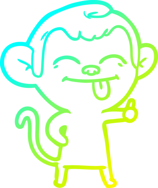 Bir insan tarafından çizilmiş komik bir çizgi maymunun soğuk eğim çizgisi.