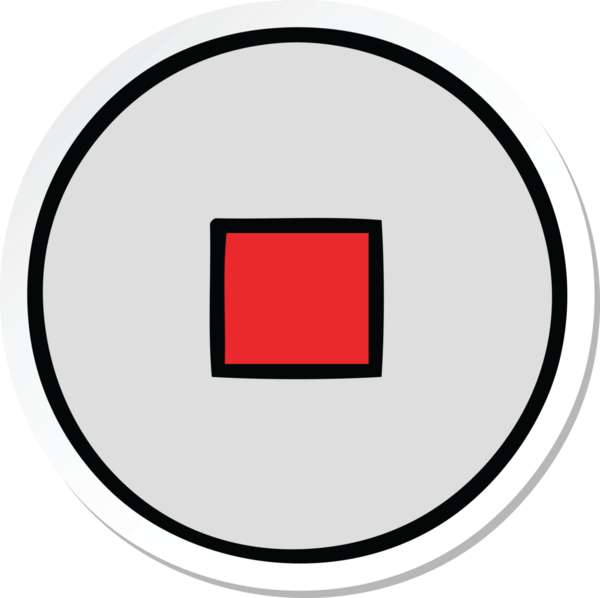 Bir insan tarafından çizilmiş şirin bir çizgi film durdurma düğmesinin çıkartması.