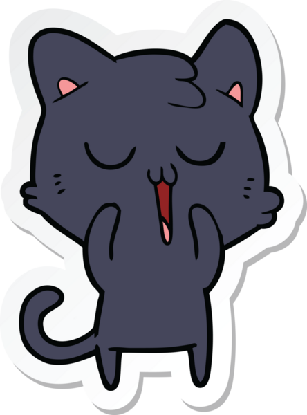 Bir insan tarafından çizilmiş şirin bir çizgi film kedisinin çıkartması.