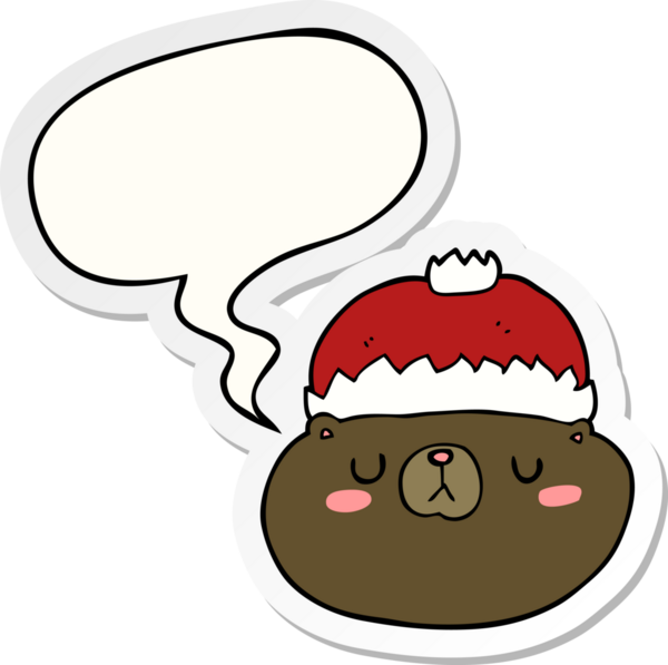 Bir insan tarafından çizilmiş konuşma balonu çıkartmalı çizgi film Noel Ayısı