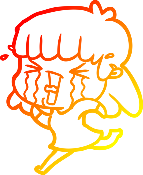 Bir insan tarafından çizilmiş göz yaşları içindeki çizgi film kadını çizimi.