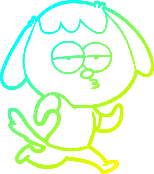 Bir insan tarafından çizilmiş ve sıkılmış bir köpeğin soğuk çizgi çizimi.