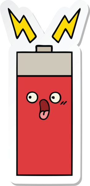 Bir insan tarafından çizilmiş şirin bir karikatür aküsünün çıkartması.