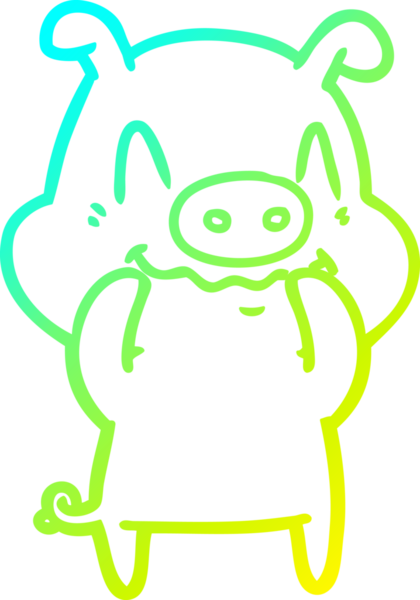 Bir insan tarafından çizilmiş bir domuz çizgi filminin soğuk gradyanı.