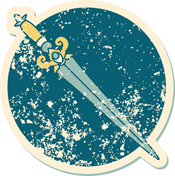 Bir insan tarafından çizilmiş bir hançerin sembolik dövmeli görüntüsü