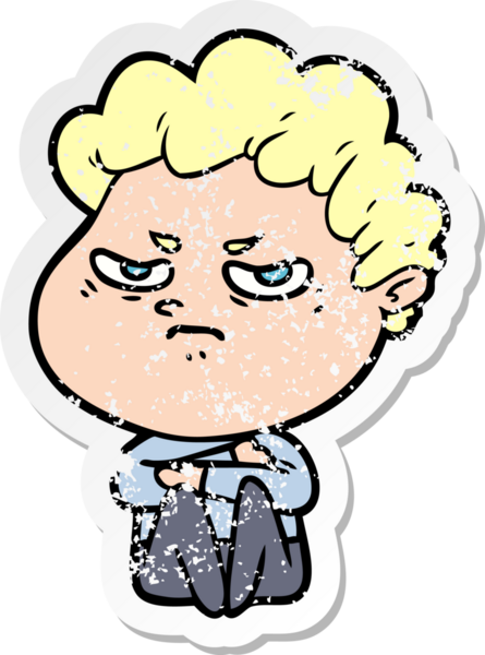 Bir insan tarafından çizilmiş kızgın bir adamın sıkıntılı çıkartması.