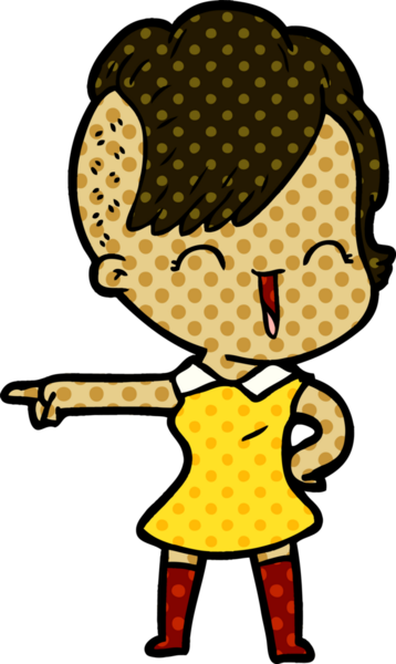 Bir insan tarafından çizilmiş mutlu hippi kız çizgi filmi.