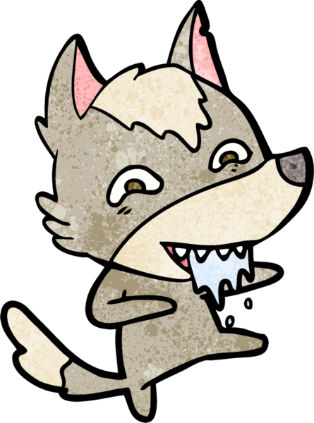 Bir insan tarafından çizilmiş aç kurt çizgi filmi.