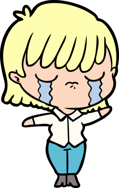 Bir insan tarafından çizilmiş ağlayan çizgi film kadını.