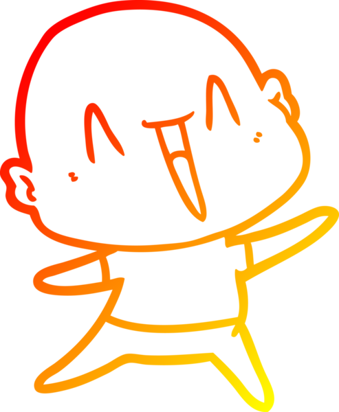 Bir insan tarafından çizilmiş mutlu, kel bir adamın sıcak çizgi çizimi.