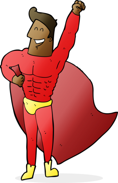 Bir insan tarafından çizilmiş süper kahraman çizgi filmi.