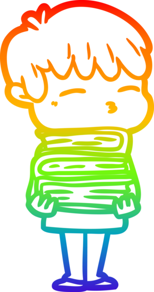 Gökkuşağı gradyanı çizimi Bir insan tarafından çizilmiş meraklı bir çocuk