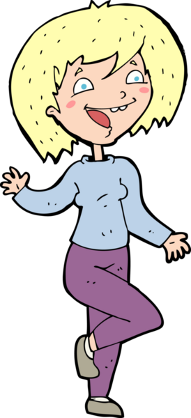 Bir insan tarafından çizilmiş gülen kadın çizgi filmi.