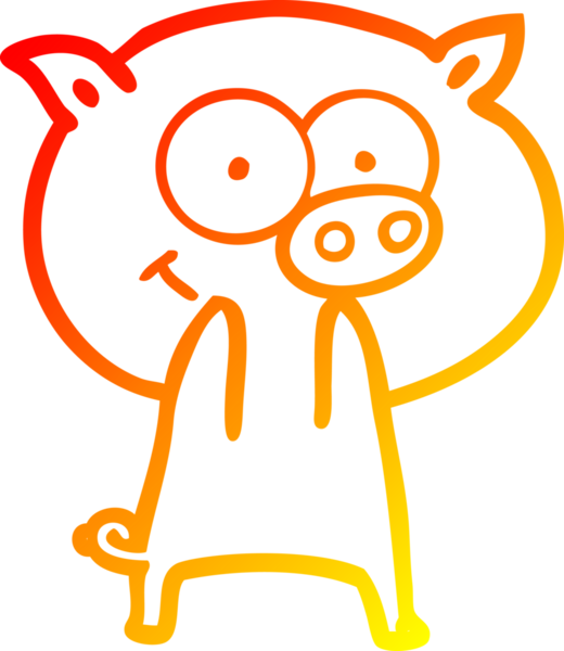 Bir insan tarafından çizilmiş neşeli bir domuz çizgi filmi.