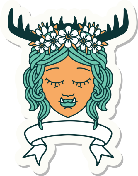 Bir insan tarafından çizilmiş afişi olan bir ork Druid karakterinin çıkartması