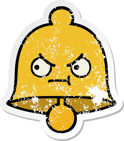 Bir insan tarafından çizilmiş sevimli bir çanın sıkıntılı çıkartması.