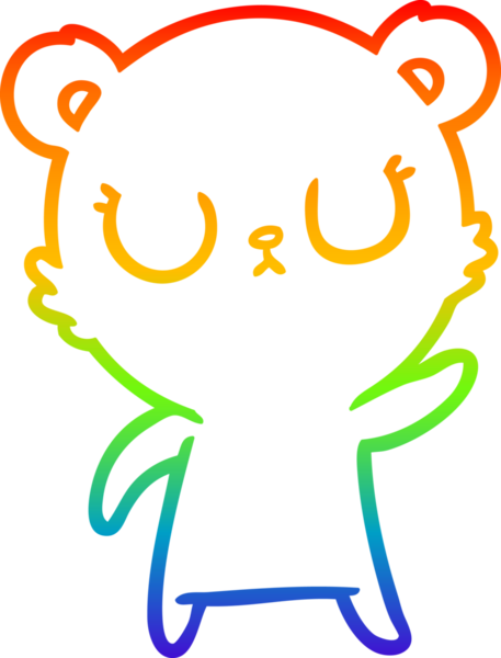 Bir insan tarafından çizilmiş barışçıl bir ayının gökkuşağı gradyanı çizimi