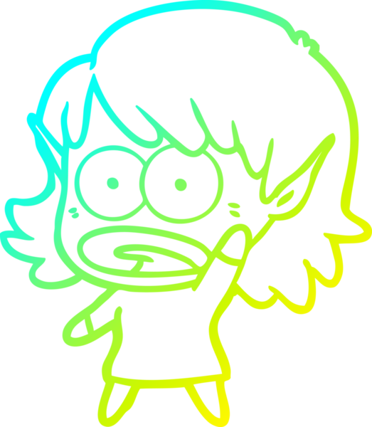 Bir çizgi film karakteri çizimi bir insan tarafından çizilmiş bir elf kızı şok etti.