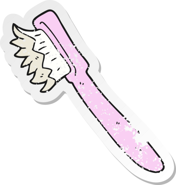 İnsan tarafından çizilmiş bir diş fırçasının gerilimli retro yapıştırması.