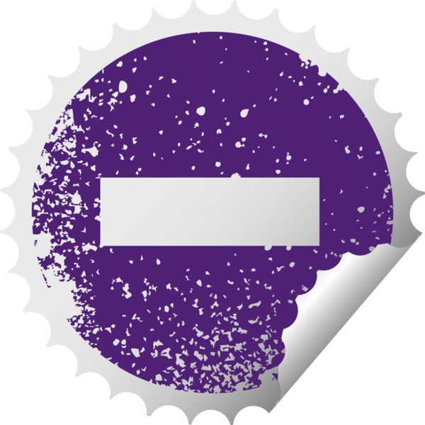 Bir insan tarafından çizilmiş eksi sembolün çizilmiş dairesel kabuk soyma etiketi.