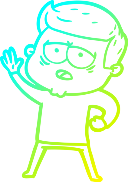 Bir insan tarafından çizilmiş, yorgun bir adamın soğuk çizgi çizimi.