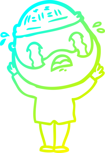 Bir insan tarafından çizilmiş ağlayan sakallı bir adamın çizdiği soğuk çizgi.