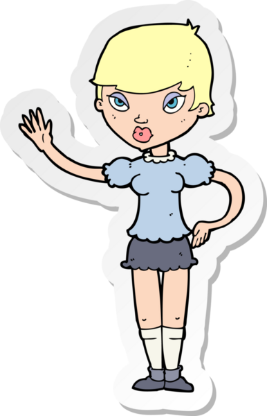 Bir insan tarafından çizilmiş bir karikatür kadının çıkartması.