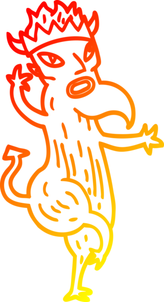 Bir insan tarafından çizilmiş karikatür şeytanının sıcak çizgi çizimi