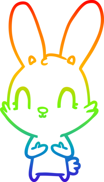 Gökkuşağı gradyan çizgisi. Bir insan tarafından çizilmiş şirin bir tavşan çizimi.