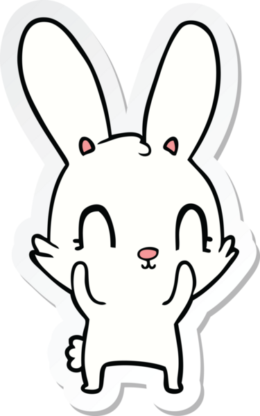 Bir insan tarafından çizilmiş şirin bir tavşanın çıkartması.