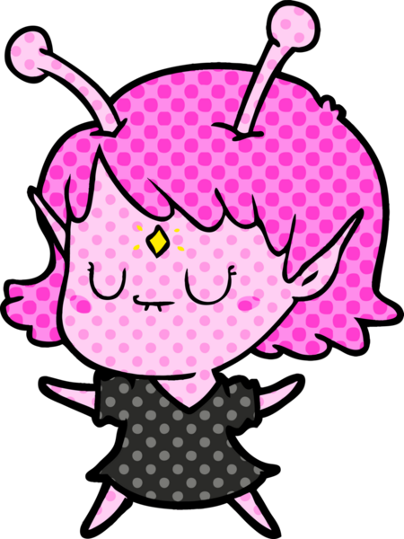 Bir insan tarafından çizilmiş uzaylı kız.