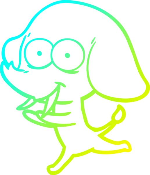 Bir insan tarafından çizilmiş mutlu bir filin soğuk gradyan çizgisi.