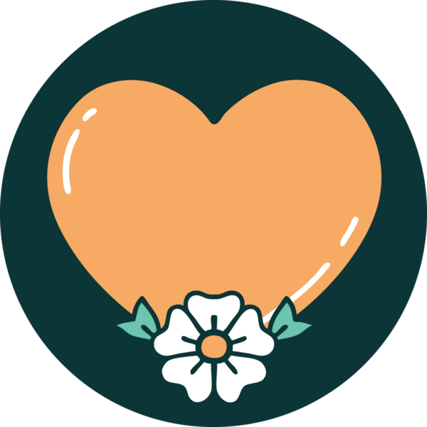 Bir insan tarafından çizilmiş kalp ve çiçeğin ikonik dövme şekli